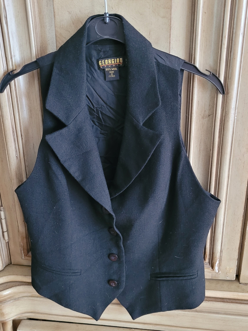 Georgiou Black Wool Women's Tailored Vest